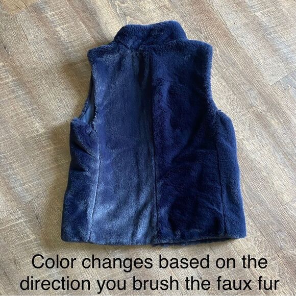 J. Crew Vest Plush Royal Blue Vegan Fur Medium Outerwear - Picture 10 of 12